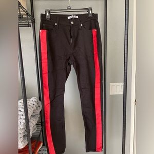 Calvin Klein High rise skinny jeans with red detail down sides😻